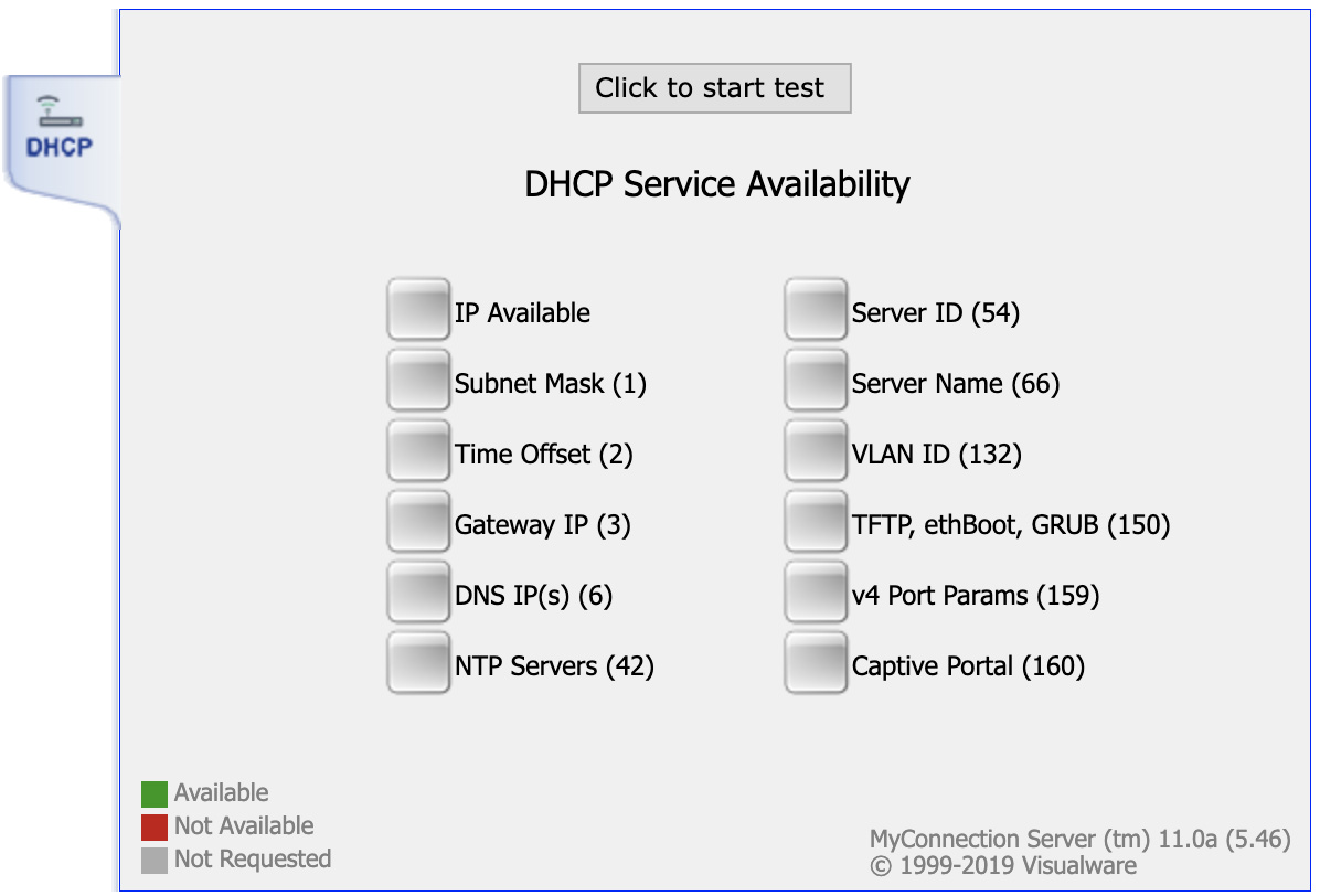 starting dhcp test user interface
